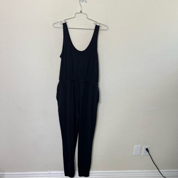 Girlfriend Collective Black Stretch Jersey Jumpsuit Scoop Neck Sleeveless Size M - Picture 5 of 6